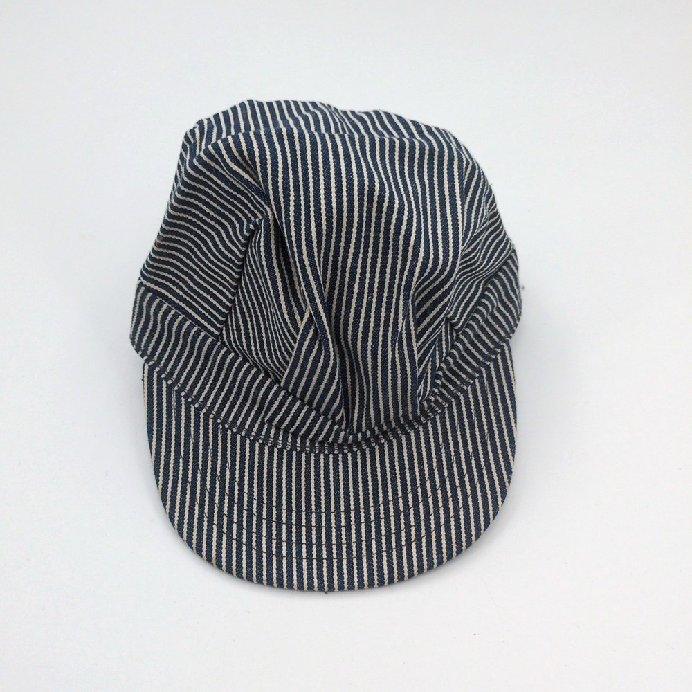 BRONER Striped White Blue Train Railroad Conductor Hat Kids Size Medium *USA*